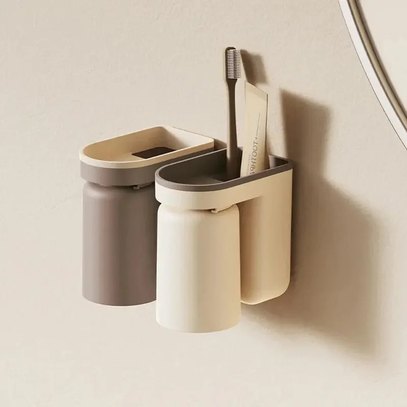 Wall Mount for Toothbrushes & Cups – Innovative, Space-Saving Organization without Drilling.