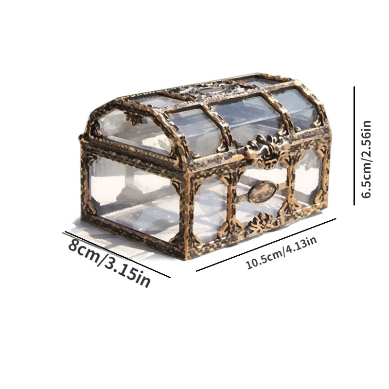 Vintage-Schatzkiste – Transparente Schmuckbox im Piraten-Stil für Accessoires, Schmuck & Andenken.