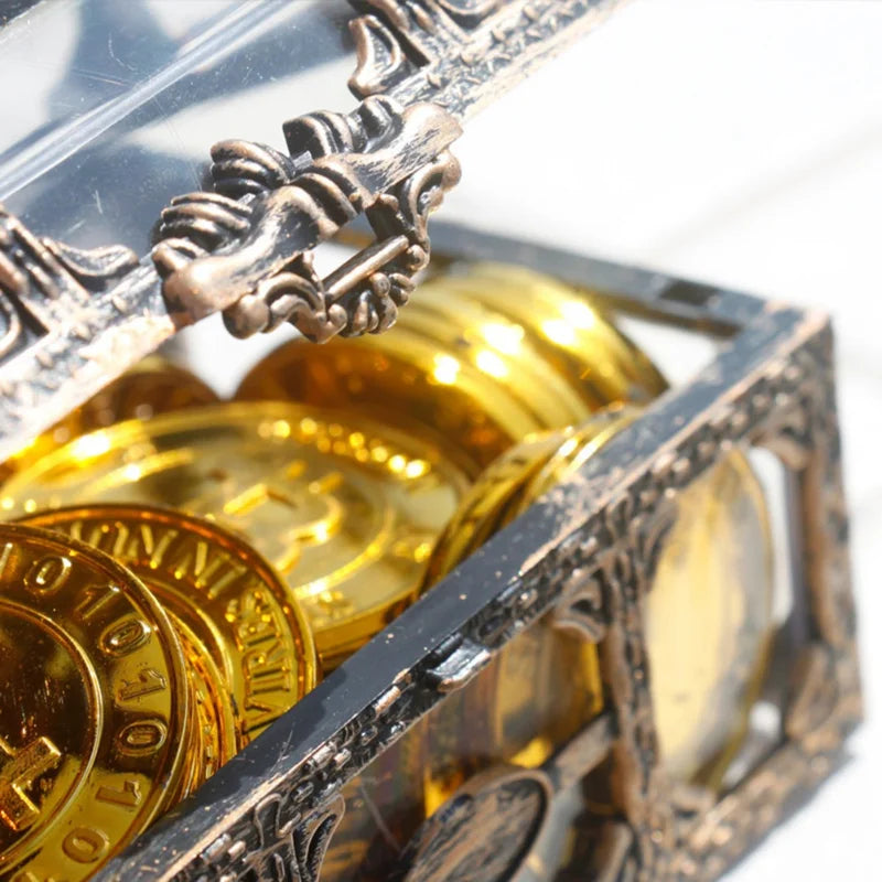 Vintage-Schatzkiste – Transparente Schmuckbox im Piraten-Stil für Accessoires, Schmuck & Andenken.