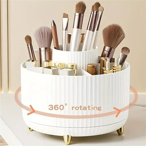 360° Rotierender Make-up-Organizer – Stilvoller Kosmetik-Halter mit 5 Fächern für Ordnung auf deinem Schminktisch.