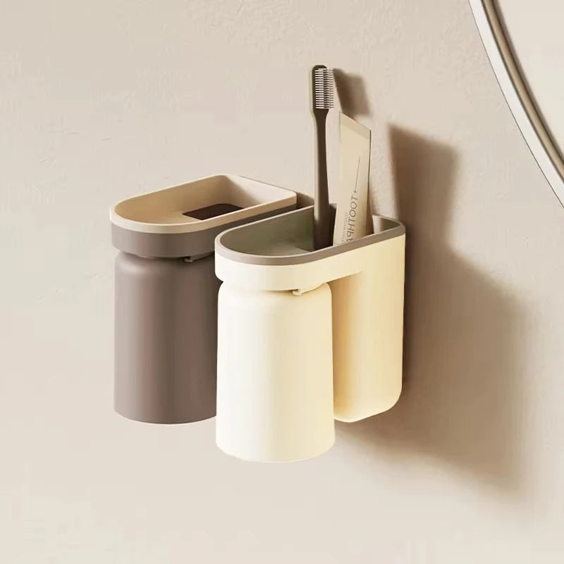 Wandhalterung für Zahnbürsten & Becher – Innovative, platzsparende Organisation ohne Bohren.