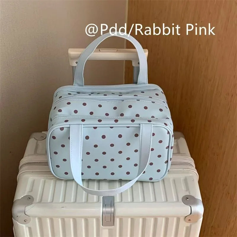 Mint Green Polka Dots Makeup Bag