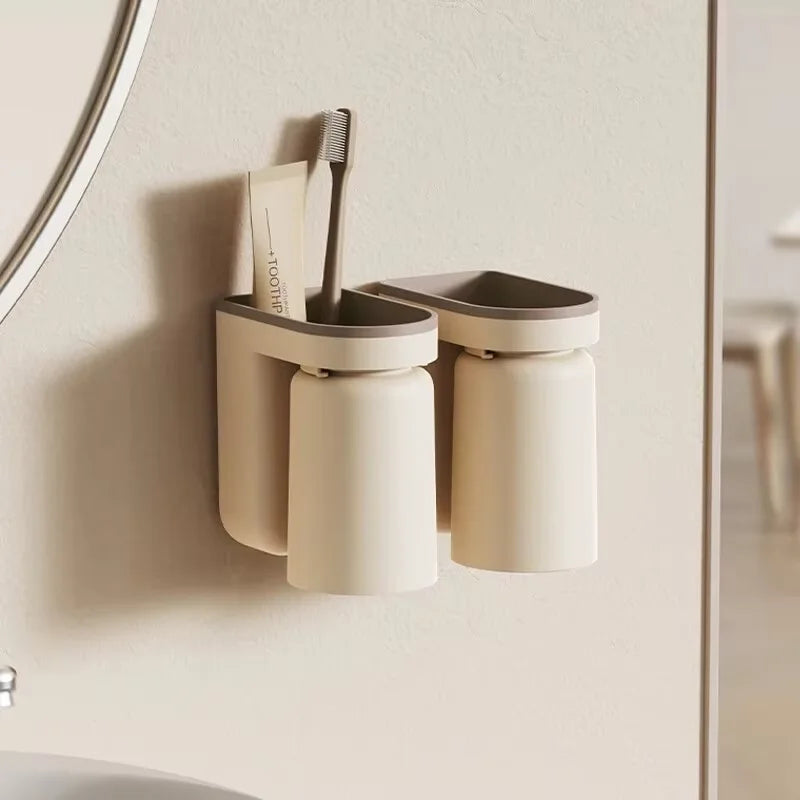 Wall Mount for Toothbrushes & Cups – Innovative, Space-Saving Organization without Drilling.