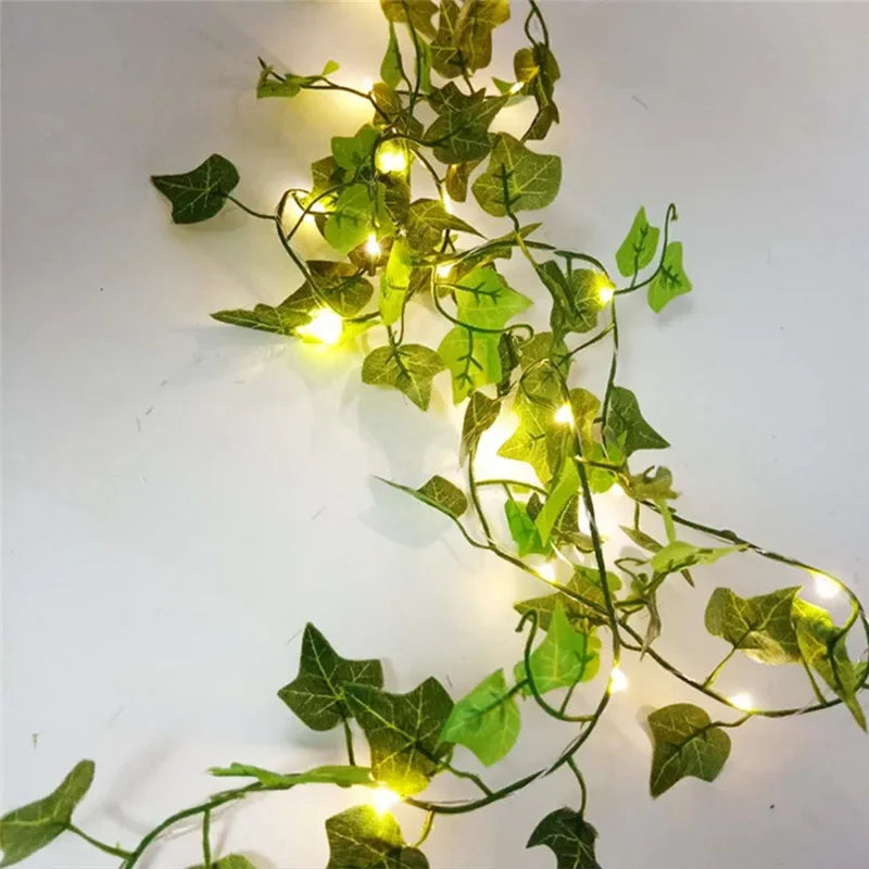 LED Garland – Decorative string lights with artificial leaf vine for a cozy ambiance.