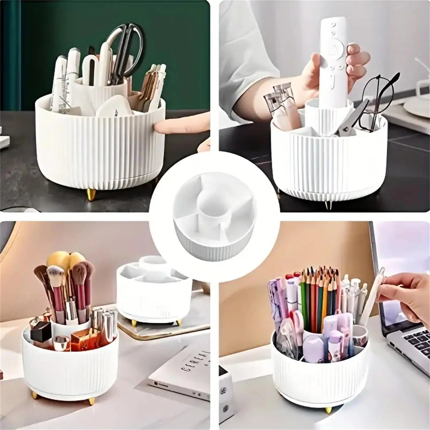 360° Rotierender Make-up-Organizer – Stilvoller Kosmetik-Halter mit 5 Fächern für Ordnung auf deinem Schminktisch.