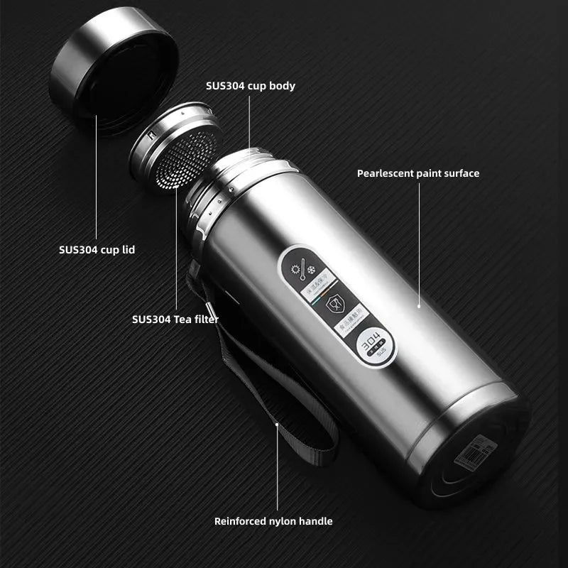 SoftAura Stainless Steel Thermos Bottle LED