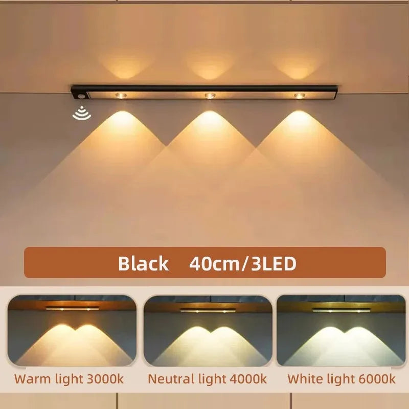 LED-Schrankleuchte mit Bewegungssensor – Ultradünn, kabellos & dimmbar mit 3 Lichtfarben.