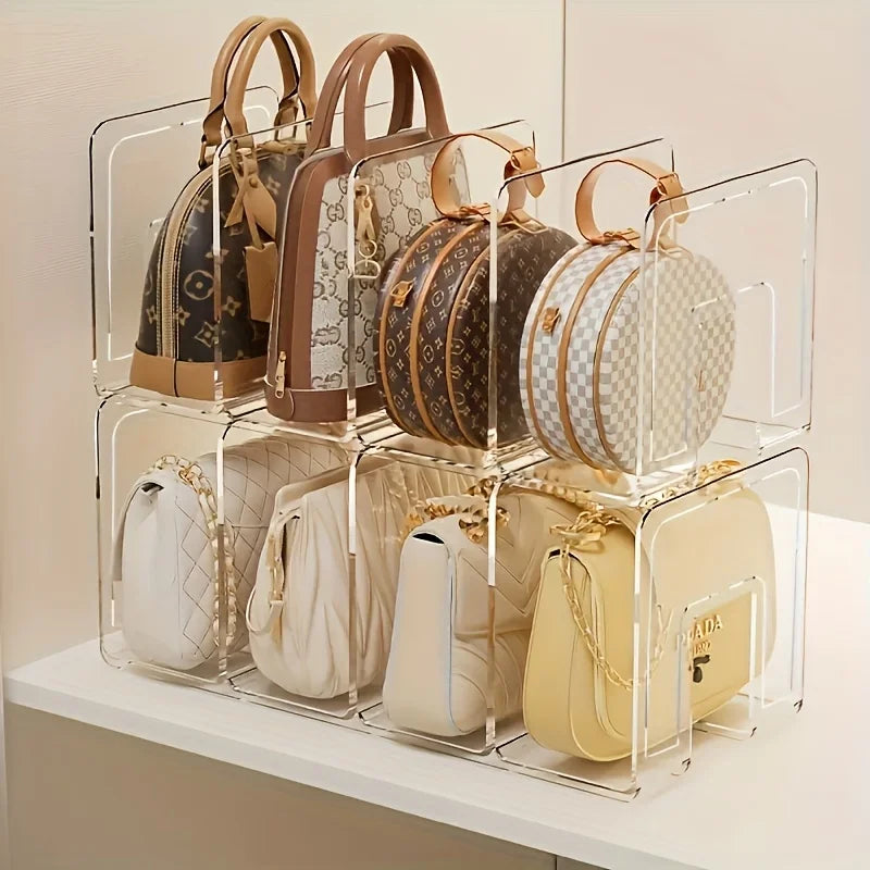 Acryl-Handtaschen-Organizer (2er-Set) – Platzsparende Regal-Unterteilung für Taschen, Clutches & Accessoires.