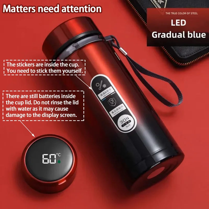 SoftAura Stainless Steel Thermos Bottle LED
