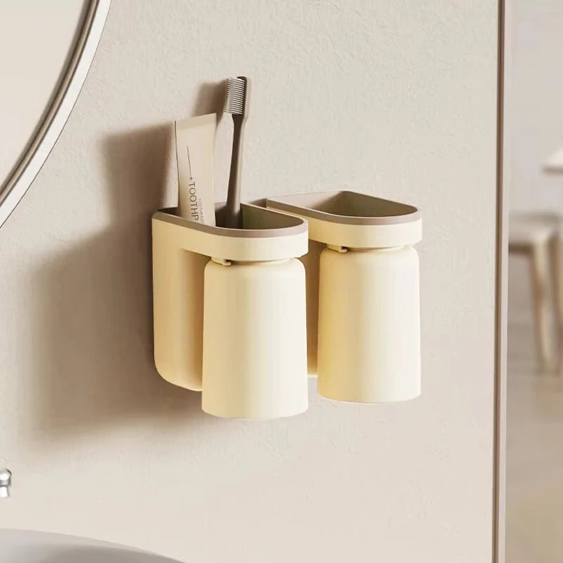 Wandhalterung für Zahnbürsten & Becher – Innovative, platzsparende Organisation ohne Bohren.