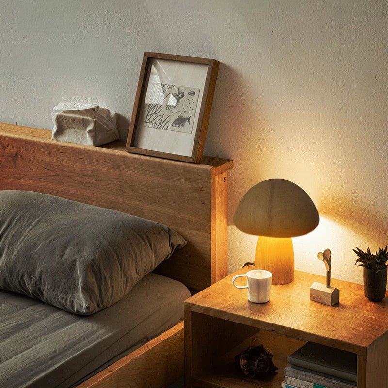 Luce Notturna a Tocco a Forma di Fungo in Legno