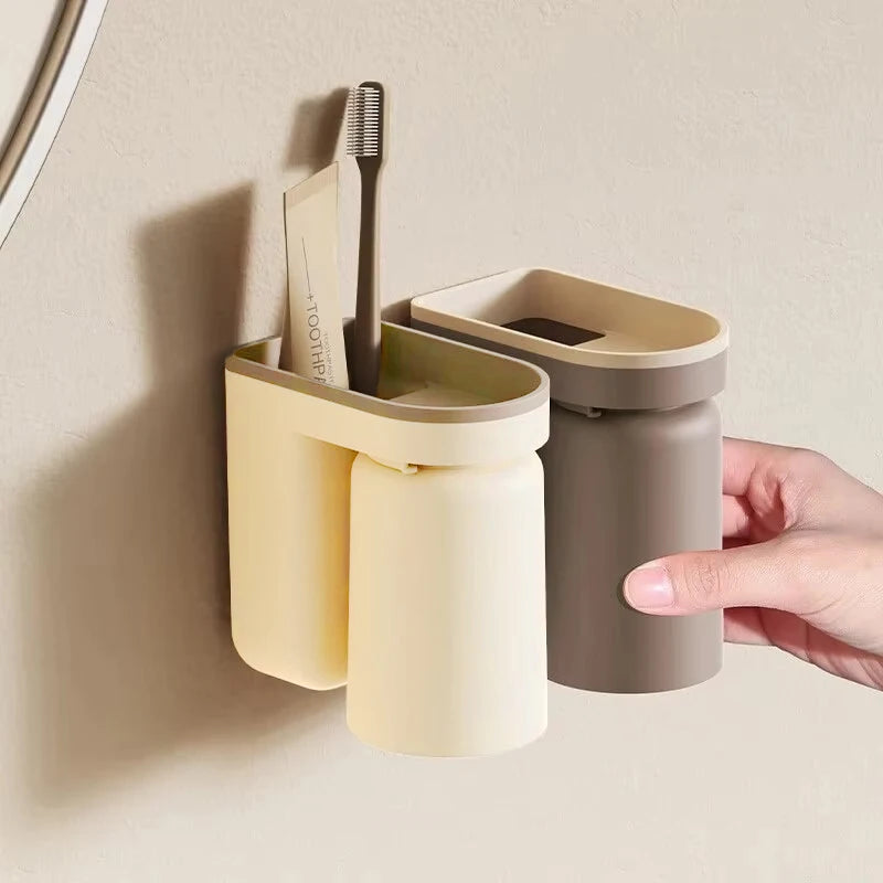 Wandhalterung für Zahnbürsten & Becher – Innovative, platzsparende Organisation ohne Bohren.