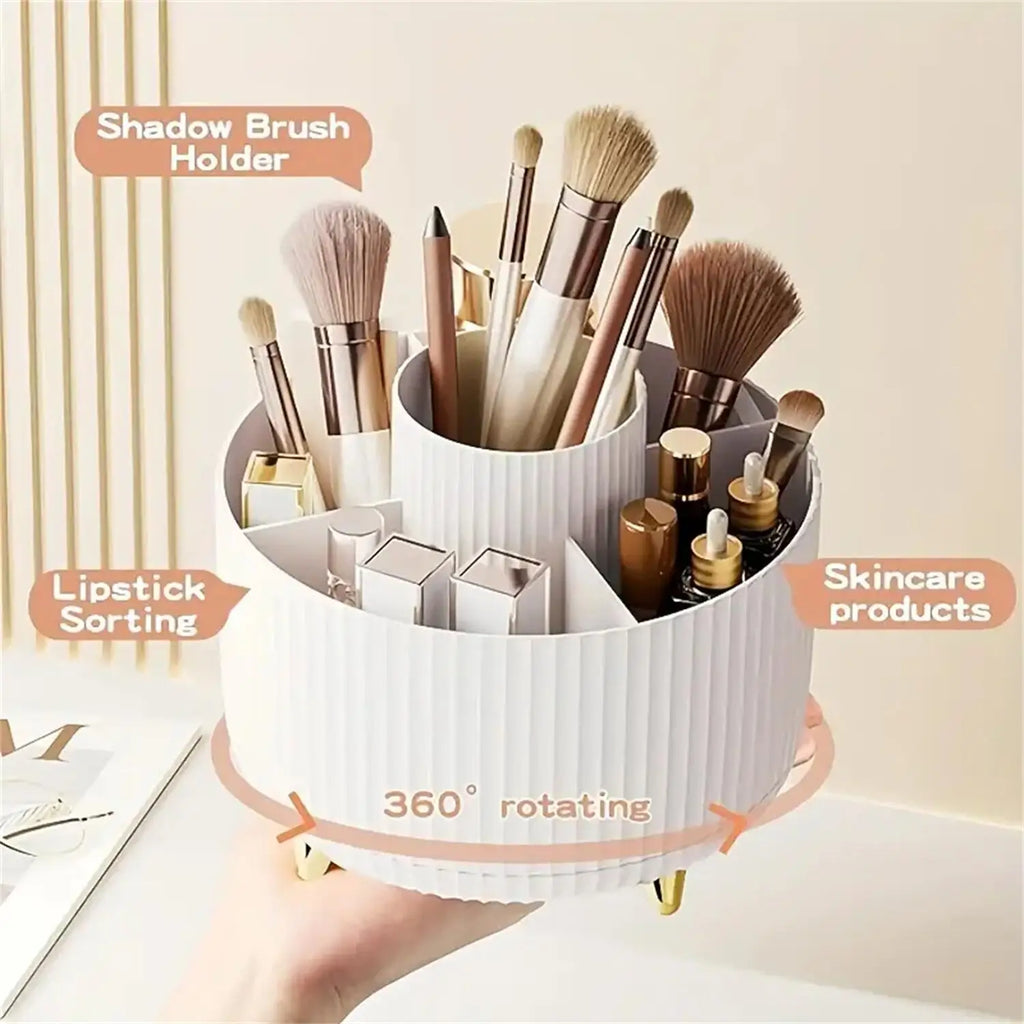 360° Rotierender Make-up-Organizer – Stilvoller Kosmetik-Halter mit 5 Fächern für Ordnung auf deinem Schminktisch.