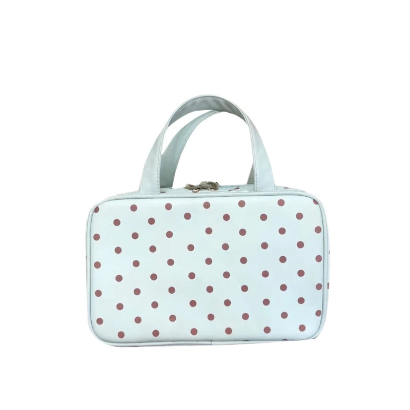 Mint Green Polka Dots Makeup Bag